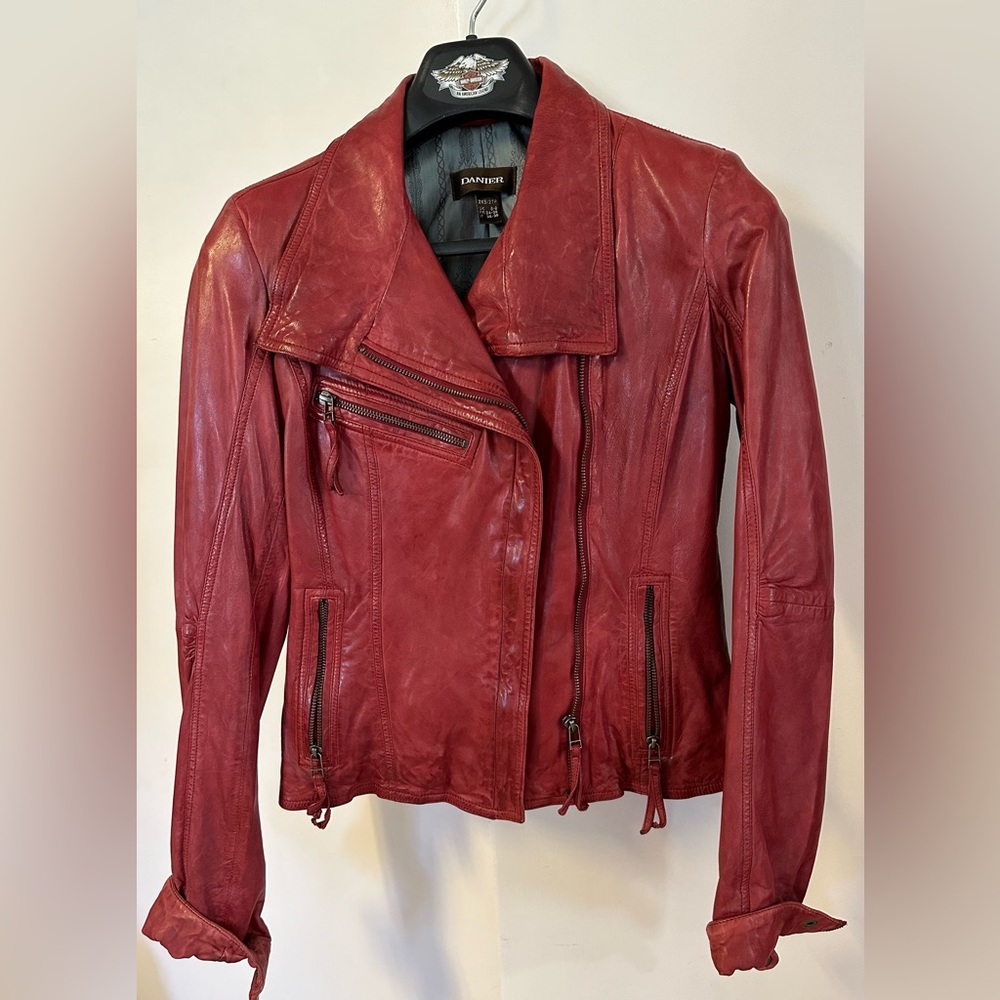 Ladies cute Genuine Red Leather Jacket